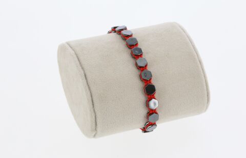 Osse Unisex Hematit Taşlı Makrome Bileklik